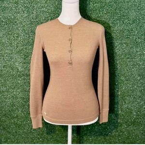 Ralph Lauren Women's Camel Button-Up Sweatshirt
